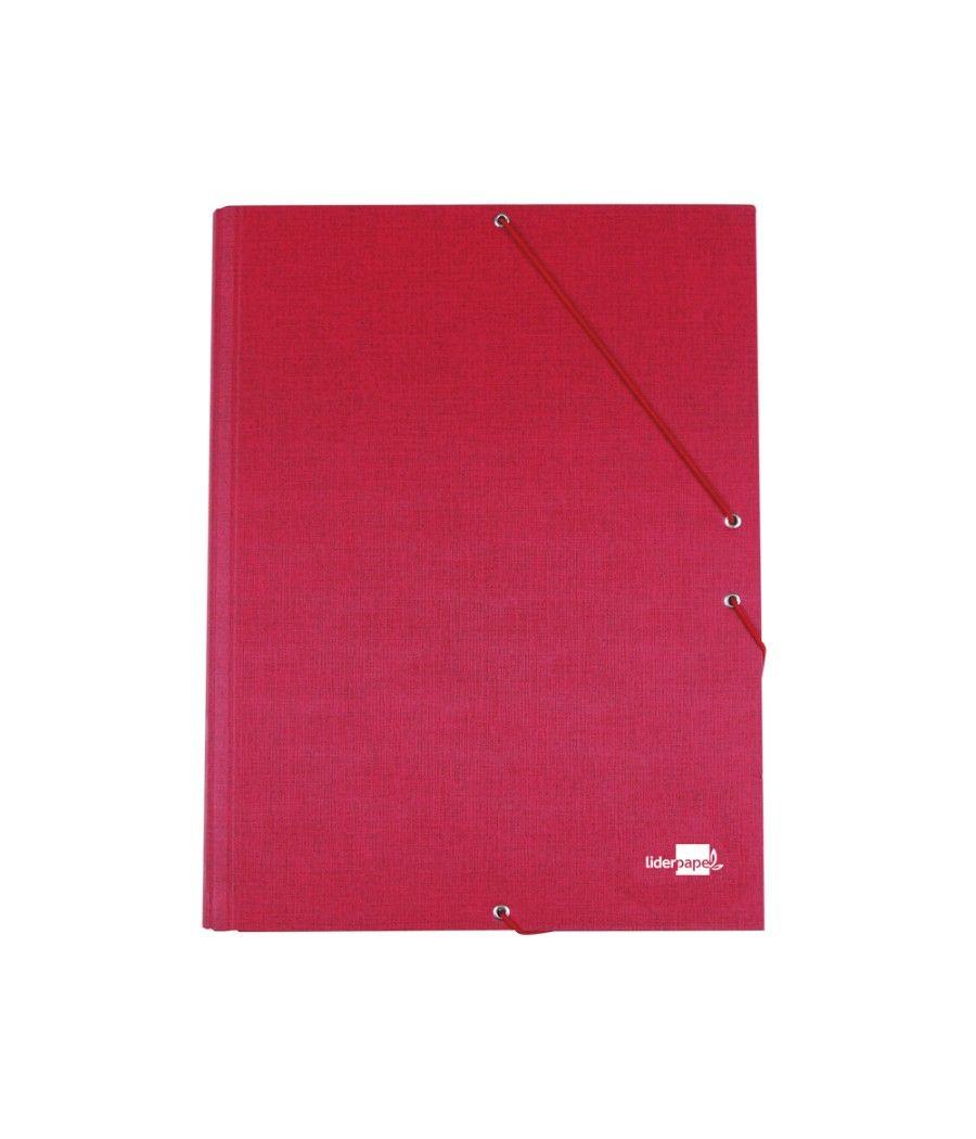 Carpeta liderpapel gomas folio 3 solapas cartón forrado roja - Imagen 2