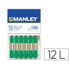 Lápices cera manley unicolor verde natural n.21 caja de 12 unidades - Imagen 1
