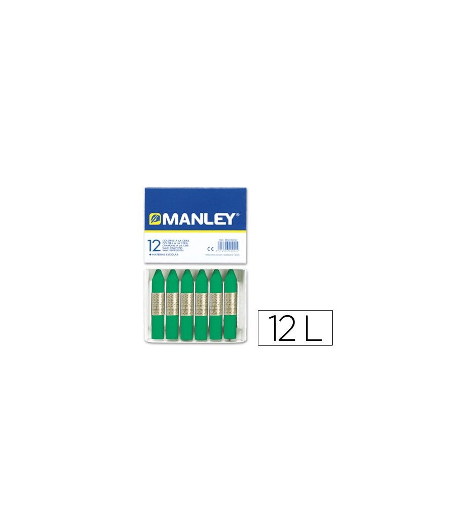 Lápices cera manley unicolor verde natural n.21 caja de 12 unidades - Imagen 1