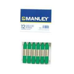 Lápices cera manley unicolor verde natural n.21 caja de 12 unidades - Imagen 2