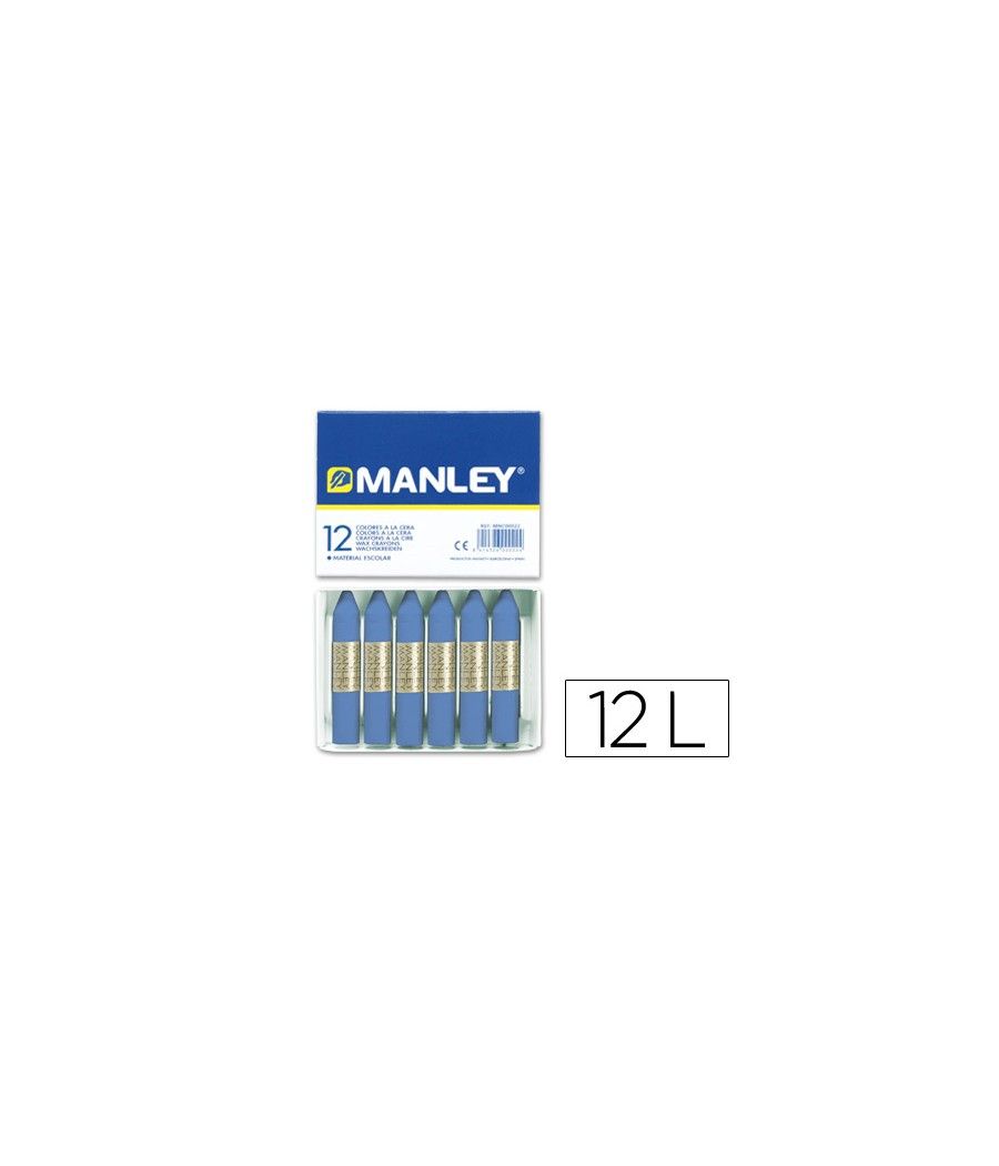 Lápices cera manley unicolor azul ultramar n.18 caja de 12 unidades - Imagen 1