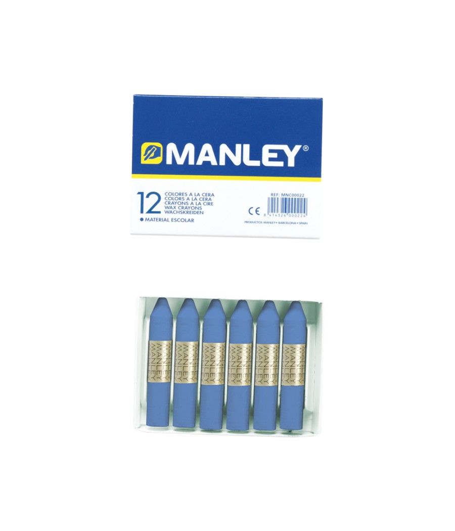 Lápices cera manley unicolor azul ultramar n.18 caja de 12 unidades - Imagen 2