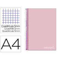 Cuaderno espiral liderpapel a4 micro jolly tapa forrada 140h 75 gr cuadro 5mm 5 bandas 4 taladros color rosa - Imagen 1