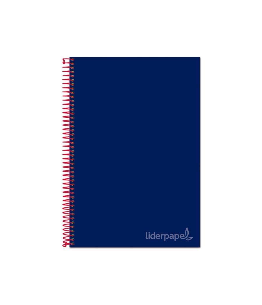 Cuaderno espiral liderpapel a4 micro jolly tapa forrada 140h 75 gr cuadro 5mm 5 bandas 4 taladros color azul - Imagen 2