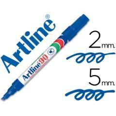 Rotulador artline marcador permanente ek-90 azul -punta biselada 5 mm -papel metal y cristal PACK 12 UNIDADES - Imagen 1