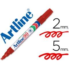 Rotulador artline marcador permanente ek-90 rojo -punta biselada 5 mm -papel metal y cristal PACK 12 UNIDADES - Imagen 1