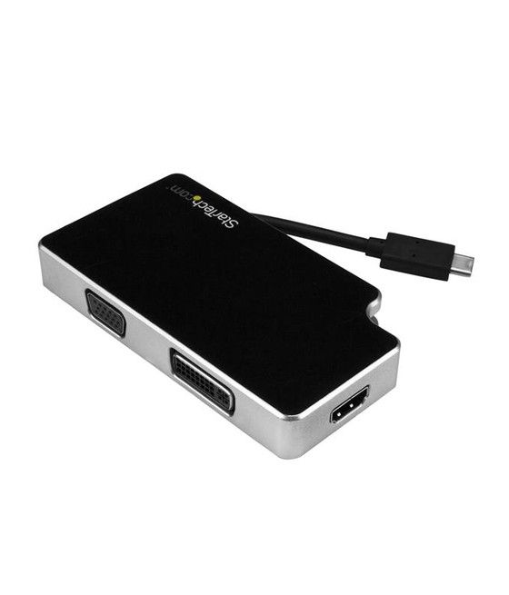 StarTech.com Adaptador de Viajes A/V 3-en-1 USB-C a VGA, DVI o HDMI - 4K - Imagen 1