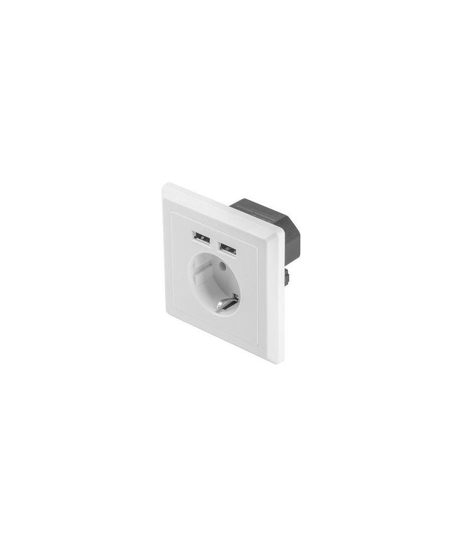 ROSETA PARED LANBERG 230V SCHUKO 16A 2X USB 2.1 A BLANCO - Imagen 2