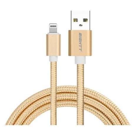 Eightt - cable usb a iphone - 1.0m - trenzado de nylon - color oro