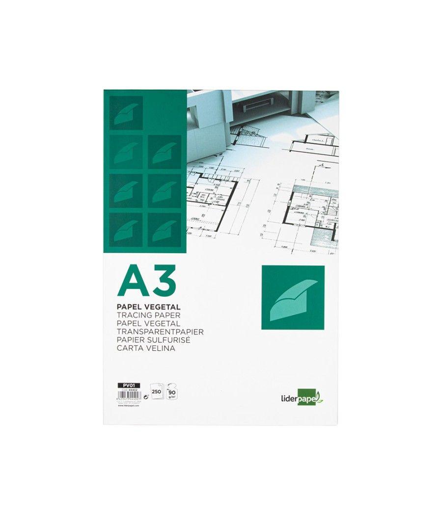 Papel dibujo liderpapel 210x297mm 90g/m2 vegetal PACK 250 UNIDADES - Imagen 2