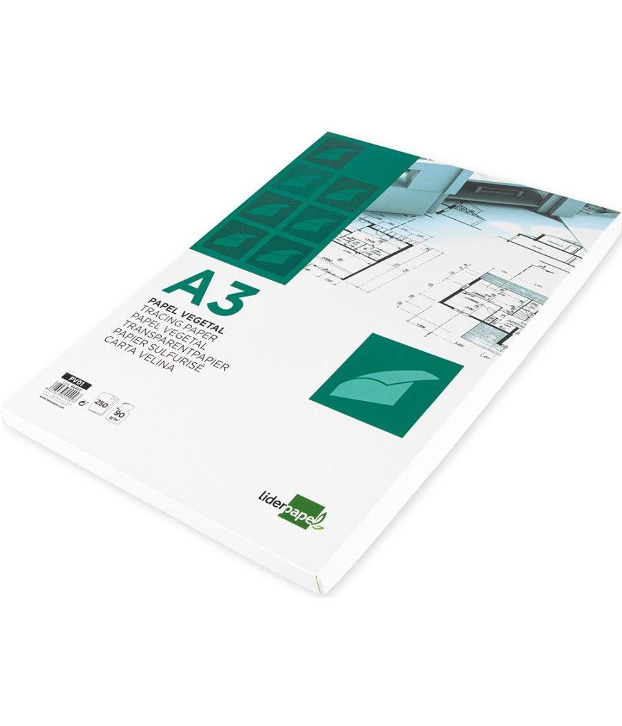 Papel dibujo liderpapel 210x297mm 90g/m2 vegetal PACK 250 UNIDADES - Imagen 3