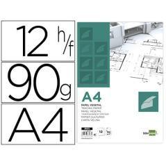 Papel dibujo liderpapel a4 210x297mm 90g/m2 vegetal sobre de 12 hojas - Imagen 1