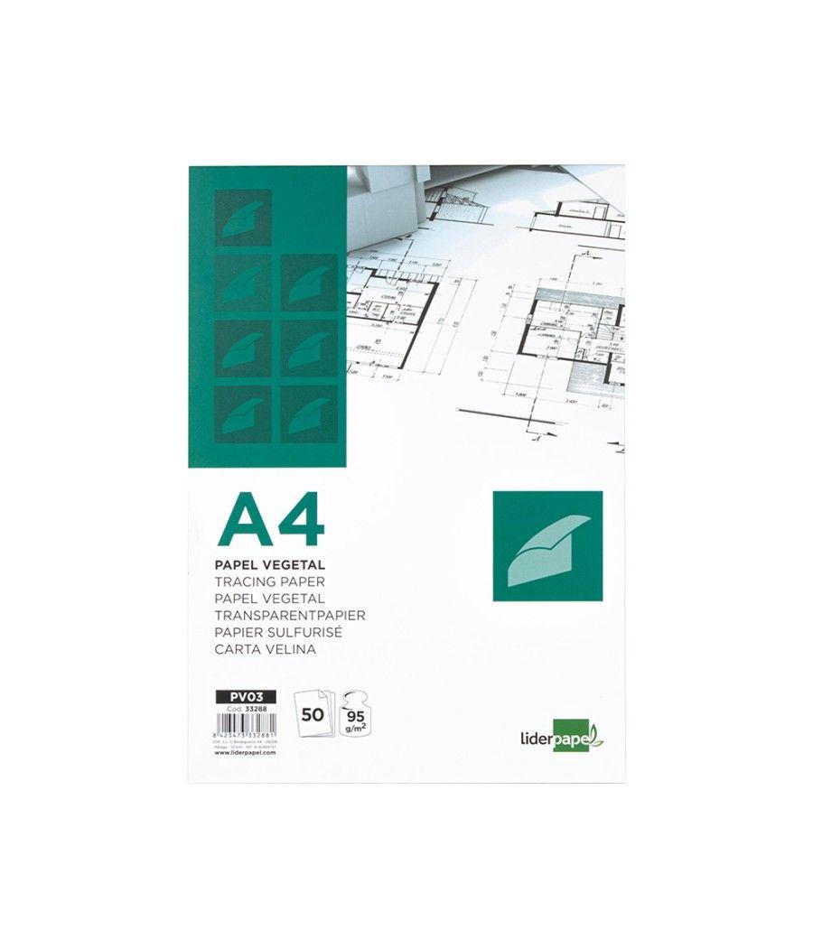 Bloc papel vegetal liderpapel encolado 210x297mm 50 hojas 95g/m2 - Imagen 2