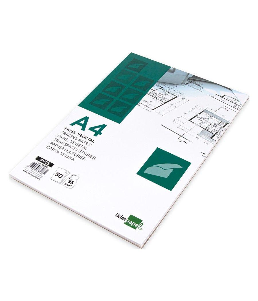 Bloc papel vegetal liderpapel encolado 210x297mm 50 hojas 95g/m2 - Imagen 3