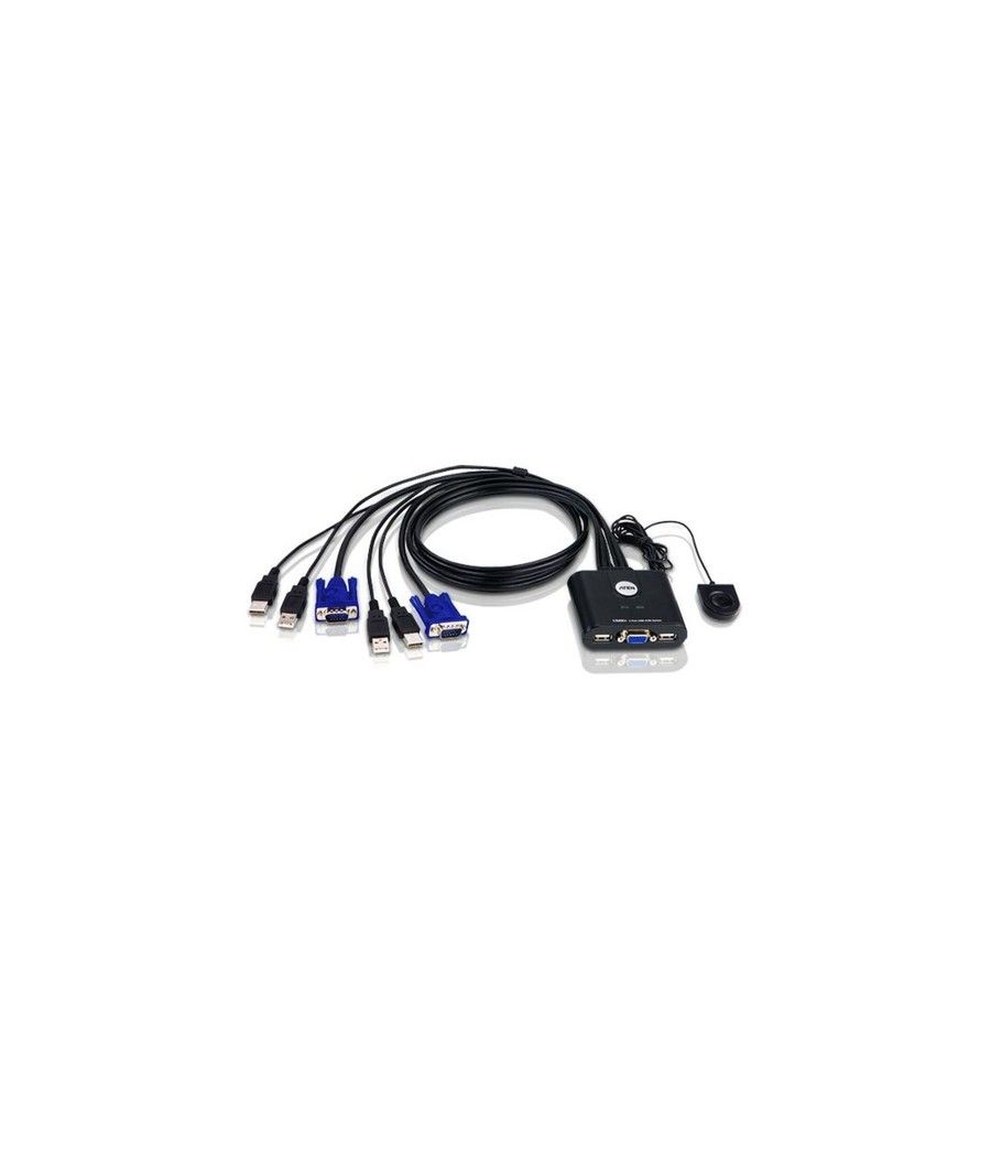 ATEN Switch KVM formato cable VGA USB de 2 puertos con selector remoto de puerto - Imagen 1