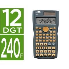 Calculadora liderpapel cientifica xf34 12 dígitos 240 funciones con tapa solar y pilas color gris 156x85x20 - Imagen 1