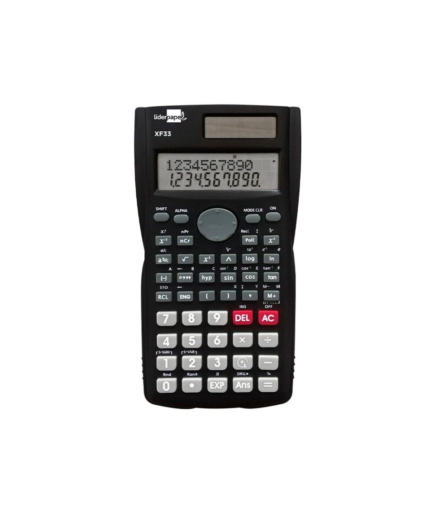 Calculadora liderpapel cientifica xf33 12 dígitos 240 funciones con tapa solar y pilas color negro 156x85x20 - Imagen 2