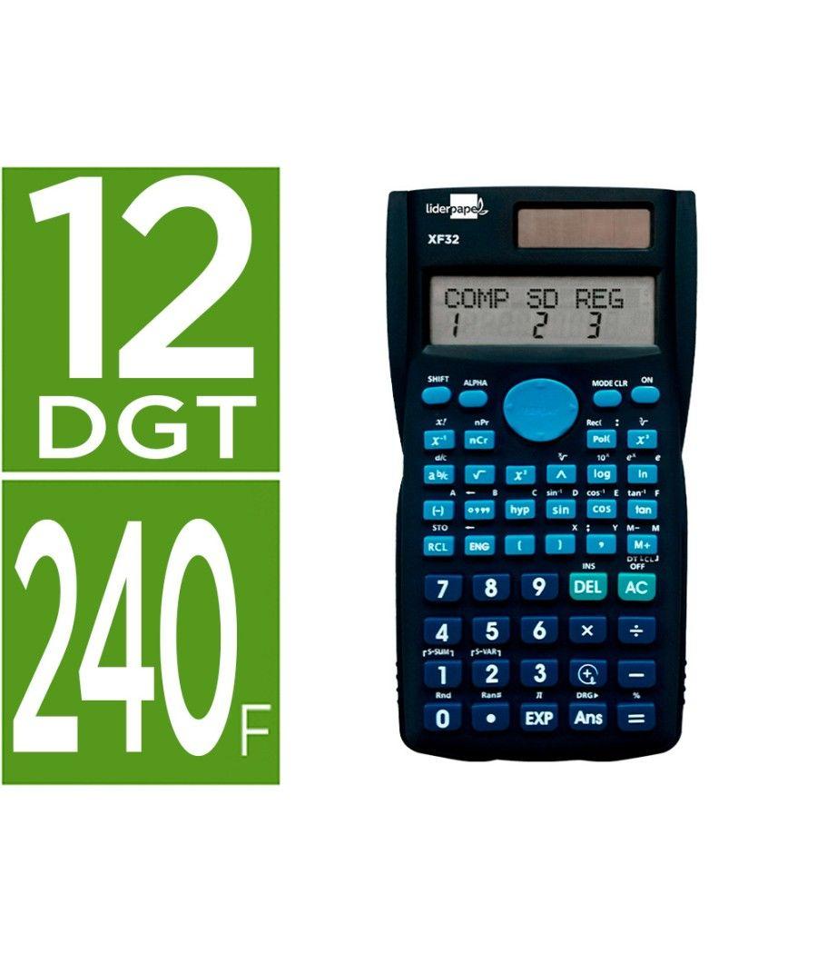 Calculadora liderpapel cientifica xf32 12 dígitos 240 funciones con tapa solar y pilas color azul 156x85x20 - Imagen 1