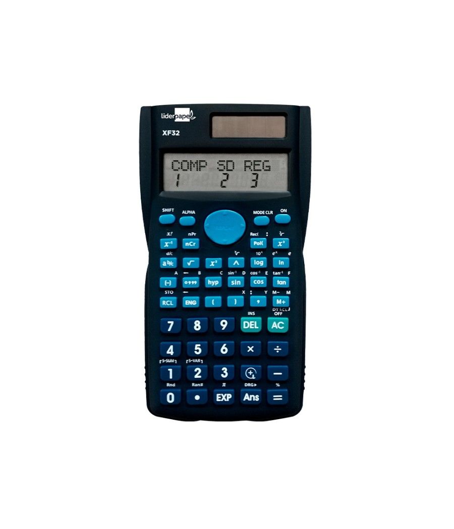 Calculadora liderpapel cientifica xf32 12 dígitos 240 funciones con tapa solar y pilas color azul 156x85x20 - Imagen 2