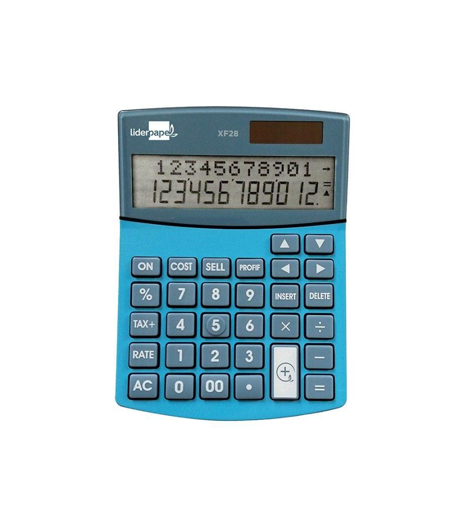Calculadora liderpapel sobremesa xf28 12 dígitos doble linea costes ventas margen y tasas solar y pilas - Imagen 2