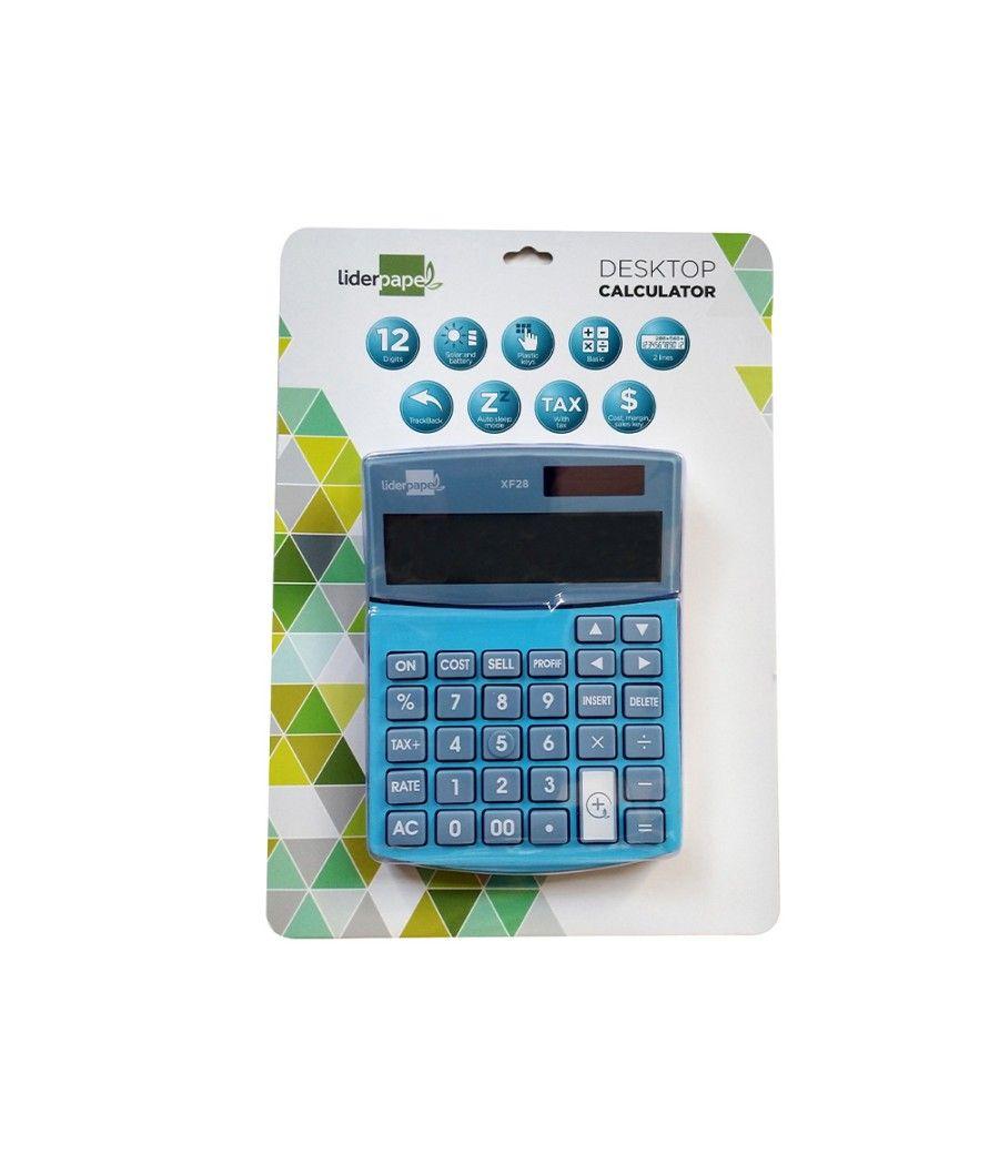 Calculadora liderpapel sobremesa xf28 12 dígitos doble linea costes ventas margen y tasas solar y pilas - Imagen 3