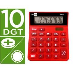 Calculadora liderpapel sobremesa xf22 10 dígitos solar y pilas color rojo 127x105x24 mm - Imagen 1