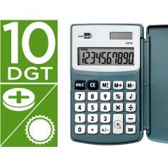 Calculadora liderpapel bolsillo xf15 10 dígitos con tapa solar y pilas color gris 123x75x12 mm - Imagen 1