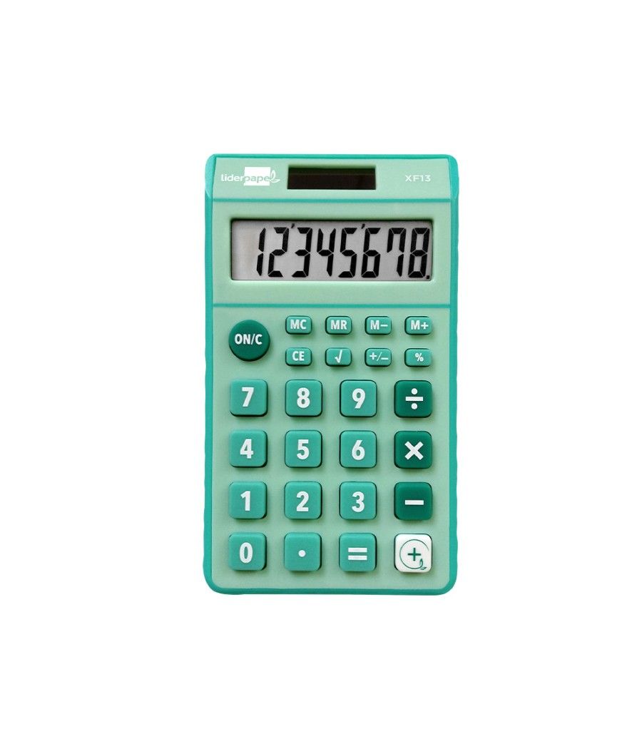 Calculadora liderpapel bolsillo xf13 8 dígitos solar y pilas color verde 115x65x8 mm - Imagen 2