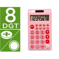 Calculadora liderpapel bolsillo xf12 8 dígitos solar y pilas color rosa 115x65x8 mm - Imagen 1