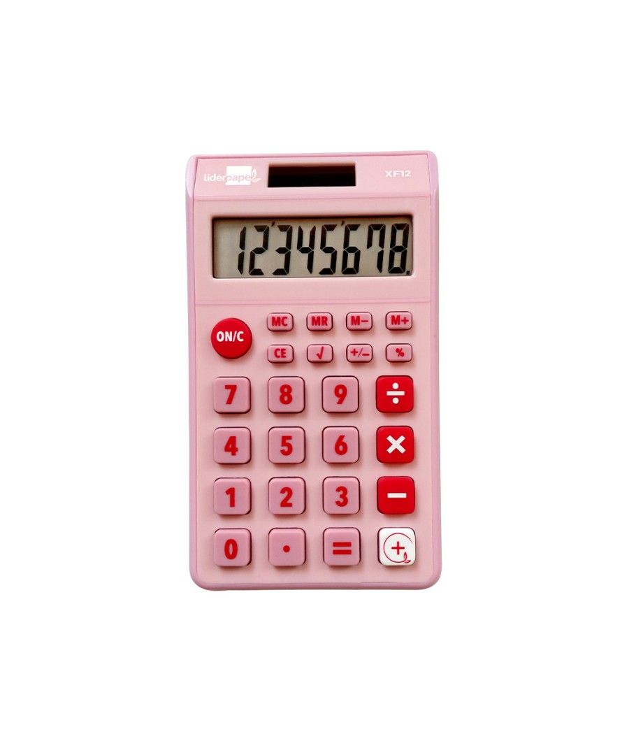 Calculadora liderpapel bolsillo xf12 8 dígitos solar y pilas color rosa 115x65x8 mm - Imagen 2