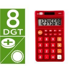 Calculadora liderpapel bolsillo xf11 8 dígitos solar y pilas color rojo 115x65x8 mm - Imagen 1