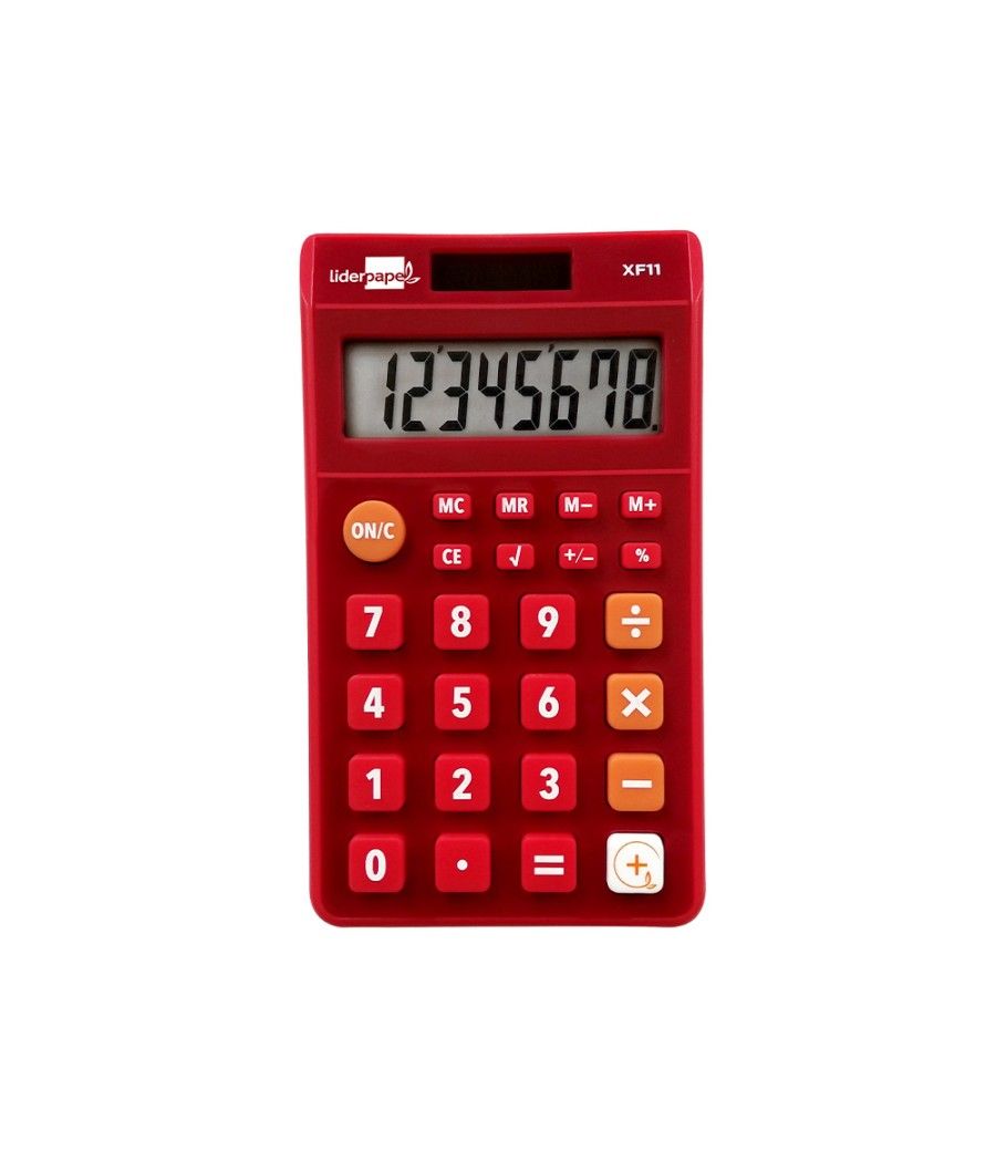 Calculadora liderpapel bolsillo xf11 8 dígitos solar y pilas color rojo 115x65x8 mm - Imagen 2