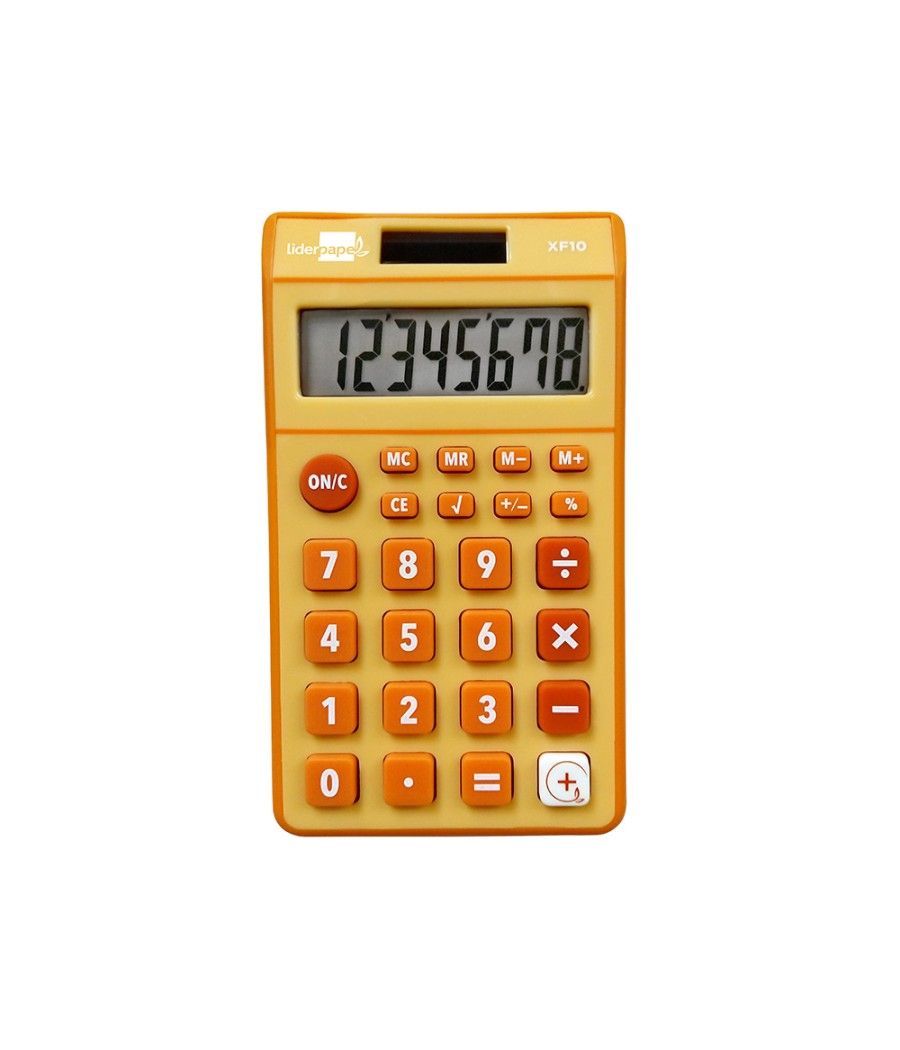 Calculadora liderpapel bolsillo xf10 8 dígitos solar y pilas color naranja 115x65x8 mm - Imagen 2