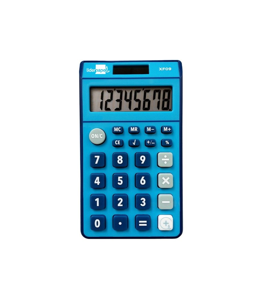 Calculadora liderpapel bolsillo xf09 8 dígitos solar y pilas color azul 115x65x8 mm - Imagen 2