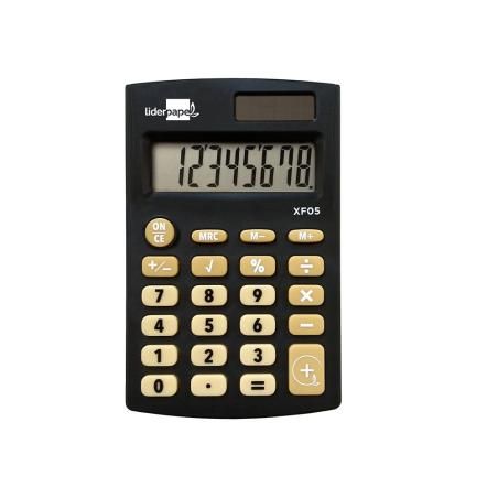 Calculadora liderpapel bolsillo xf05 8 dígitos solar y pilas color negro 98x62x8 mm
