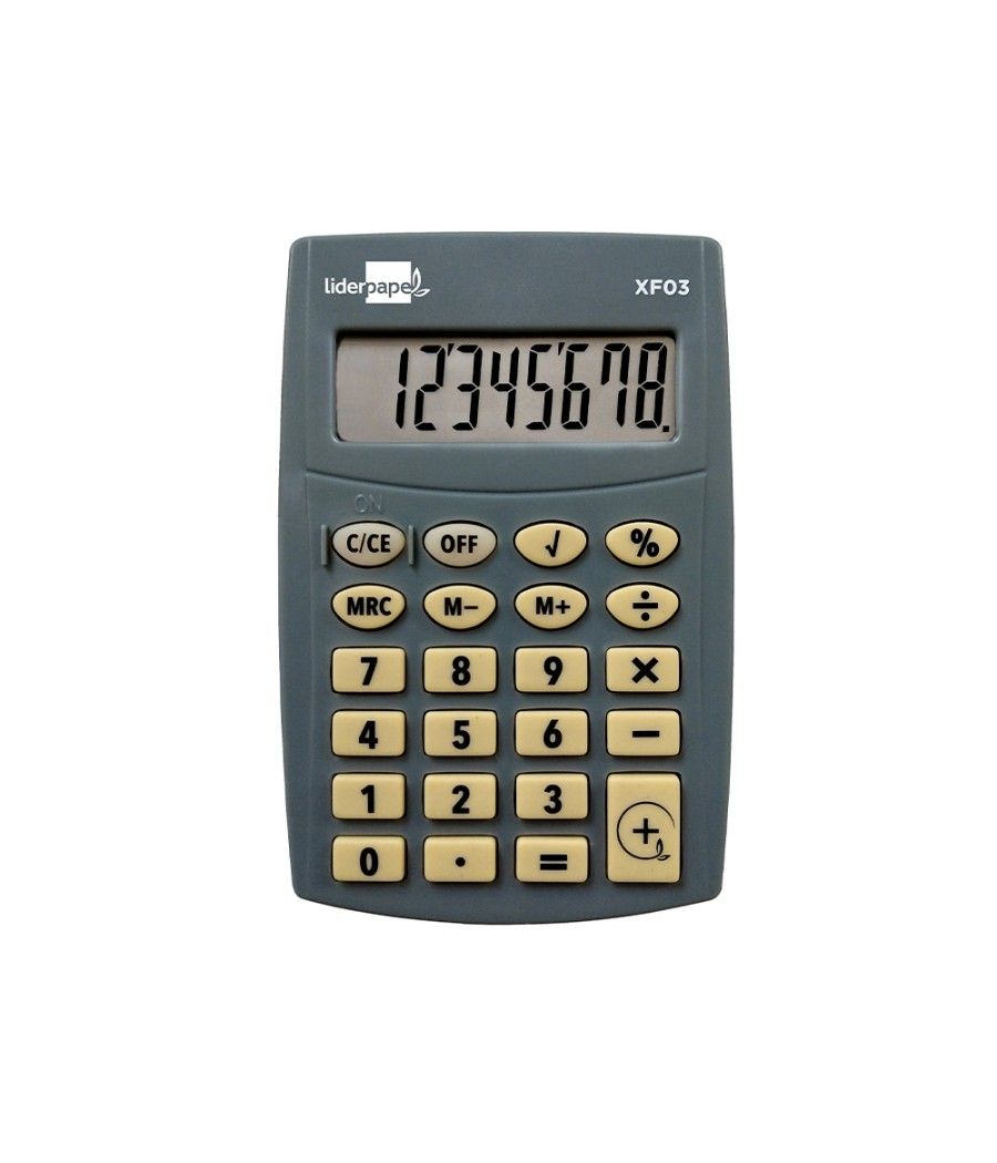 Calculadora liderpapel bolsillo xf03 8 dígitos pilas color gris 99x64x9 mm - Imagen 2