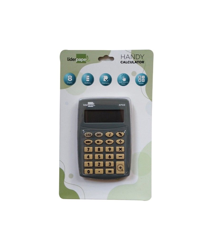 Calculadora liderpapel bolsillo xf03 8 dígitos pilas color gris 99x64x9 mm - Imagen 3