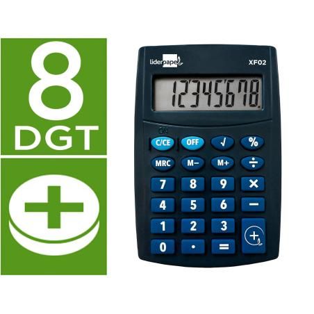 Calculadora liderpapel bolsillo xf02 8 dígitos pilas color azul 99x64x9 mm - Imagen 1