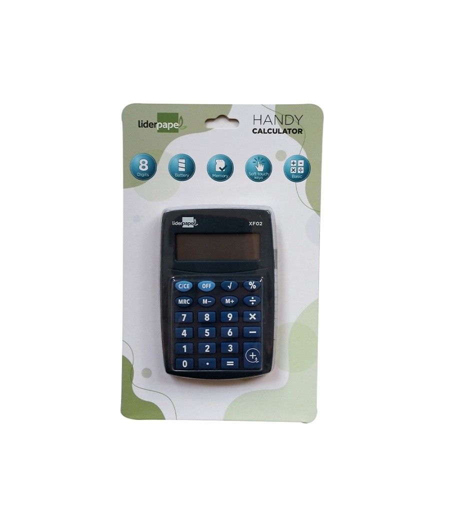 Calculadora liderpapel bolsillo xf02 8 dígitos pilas color azul 99x64x9 mm - Imagen 3