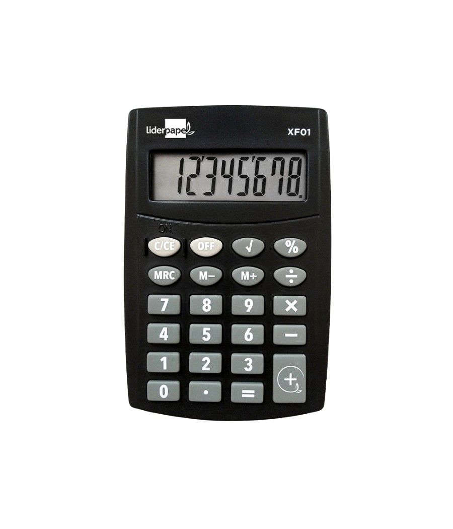 Calculadora liderpapel bolsillo xf01 8 dígitos pilas color negro 99x64x9 mm - Imagen 2