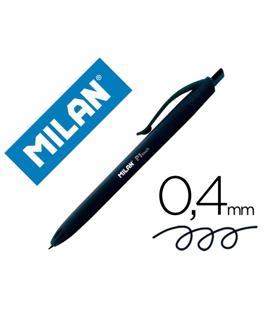 Bolígrafo milan p1 retráctil 1 mm touch negro pack 25 unidades - Imagen 2