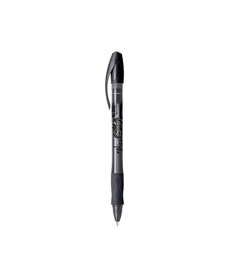 Bolígrafo bic gelocity illusion borrable negro punta de 0,7 mm pack 12 unidades - Imagen 4