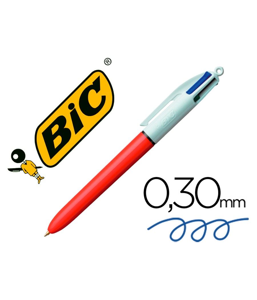 Bolígrafo bic cuatro colores punta fina 0,8 mm pack 12 unidades - Imagen 5
