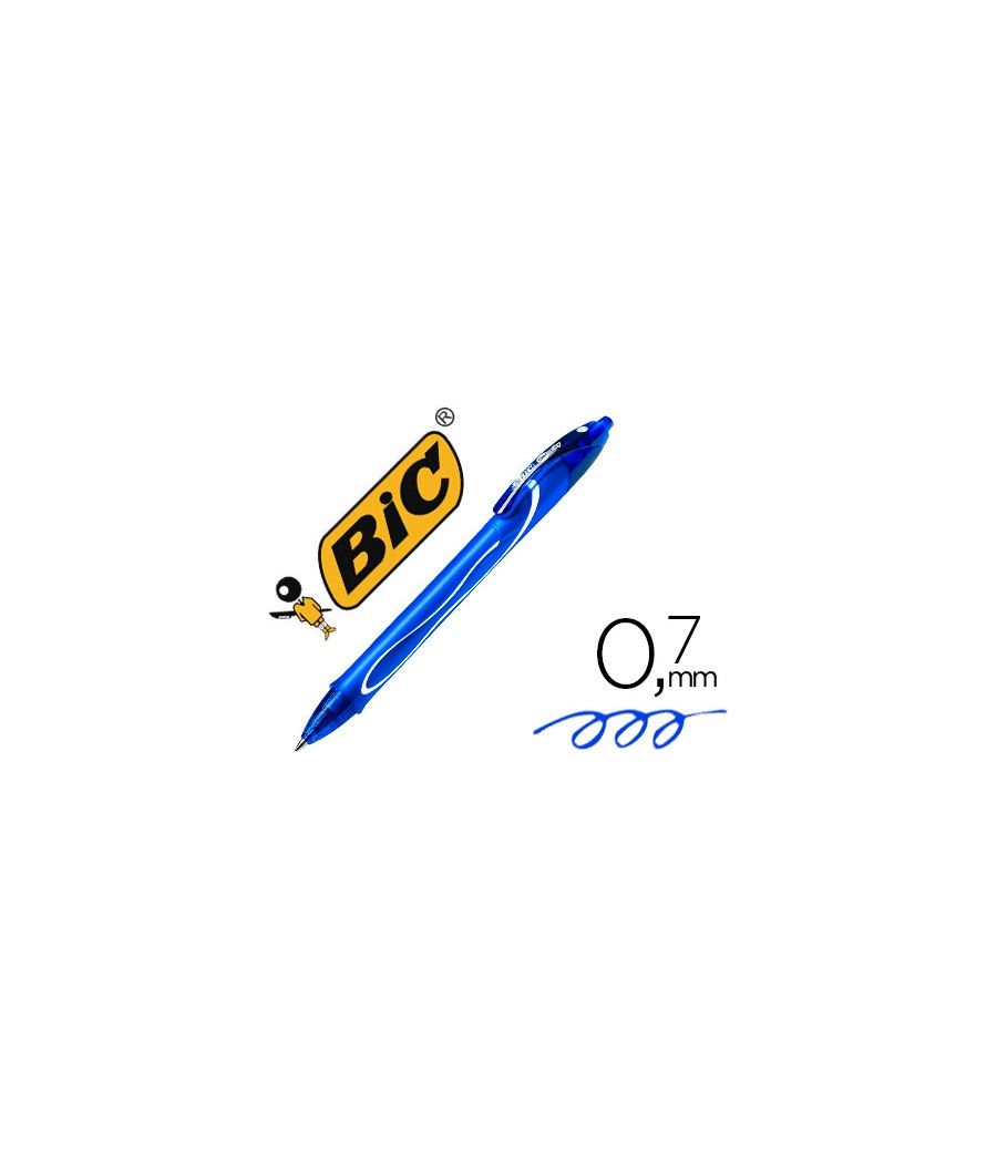 Bolígrafo bic gelocity quick dry retráctil tinta gel azul punta de 0,7 mm pack 12 unidades - Imagen 2