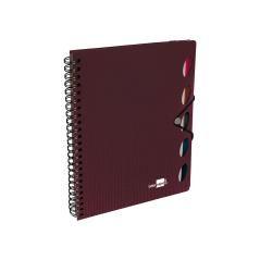 Cuaderno espiral liderpapel a4 micro executive tapa plástico 100h 80 gr cuadro 5mm 5 separadores con gomilla burdeos - Imagen 3