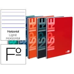Cuaderno espiral liderpapel folio inspire tapa dura 80h 60 gr horizontal con margen colores surtidos pack 10 unidades - Imagen 1