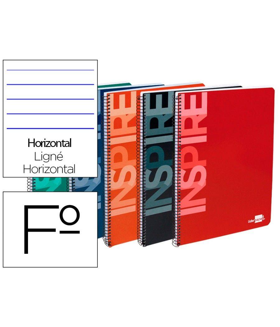 Cuaderno espiral liderpapel folio inspire tapa dura 80h 60 gr horizontal con margen colores surtidos pack 10 unidades - Imagen 1