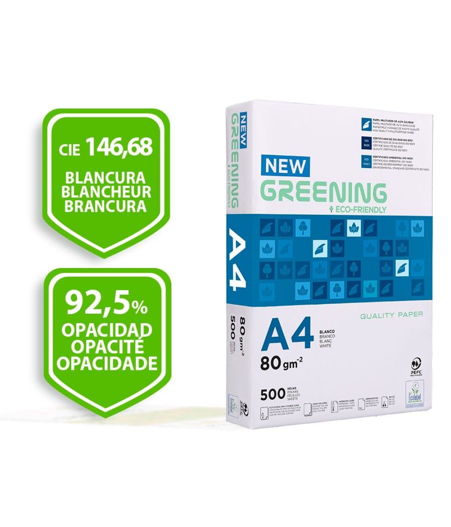Papel fotocopiadora greening din a4 80 gramos paquete de 500 hojas pack 5 unidades - Imagen 9