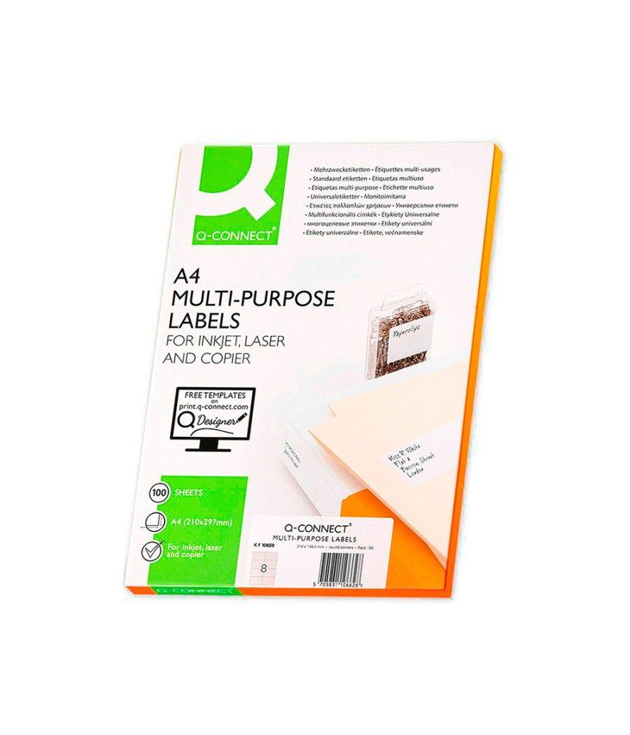 Etiqueta adhesiva q-connect kf10659 tamaño 105x74 mm fotocopiadora láser ink-jet caja con 100 hojas din a4 - Imagen 3