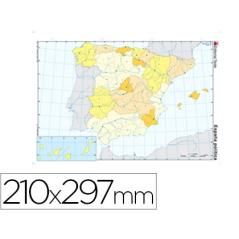 Mapa mudo color din a4 españa -politico PACK 100 UNIDADES